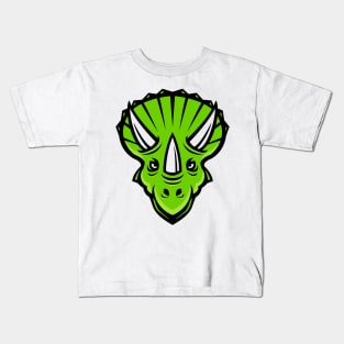 Green Triceratops Horns Face Logo Kids T-Shirt